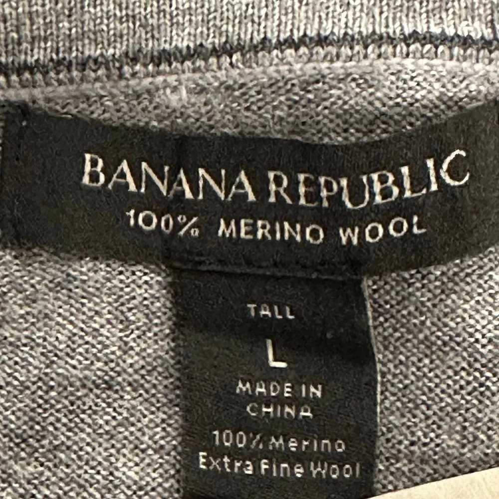 Banana Republic Mens Gray V Neck Merino Wool Sweater Dark Academia  Preppy Large